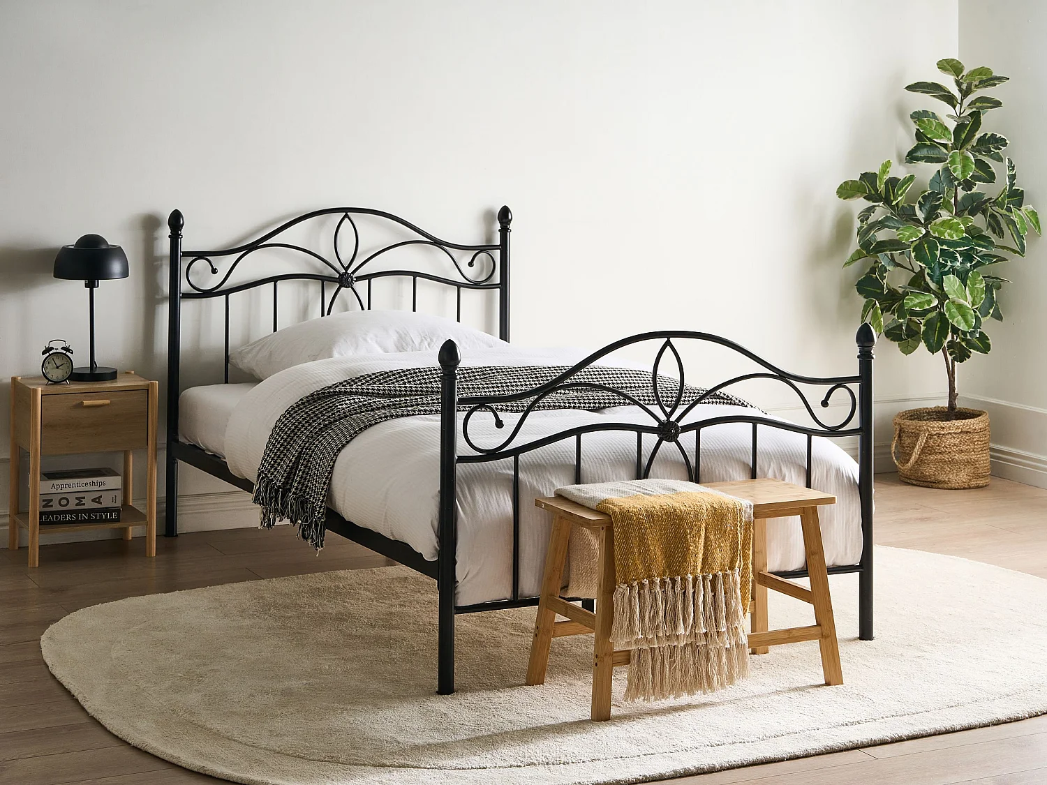 Lit avec sommier Métal ANTLIA 120 x 200 cm Noir