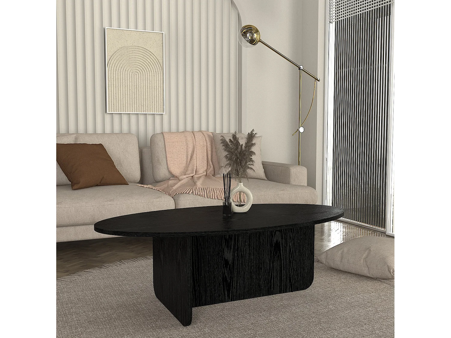 Couchtisch Luminous Schwarz Holzoptik 120x60 cm