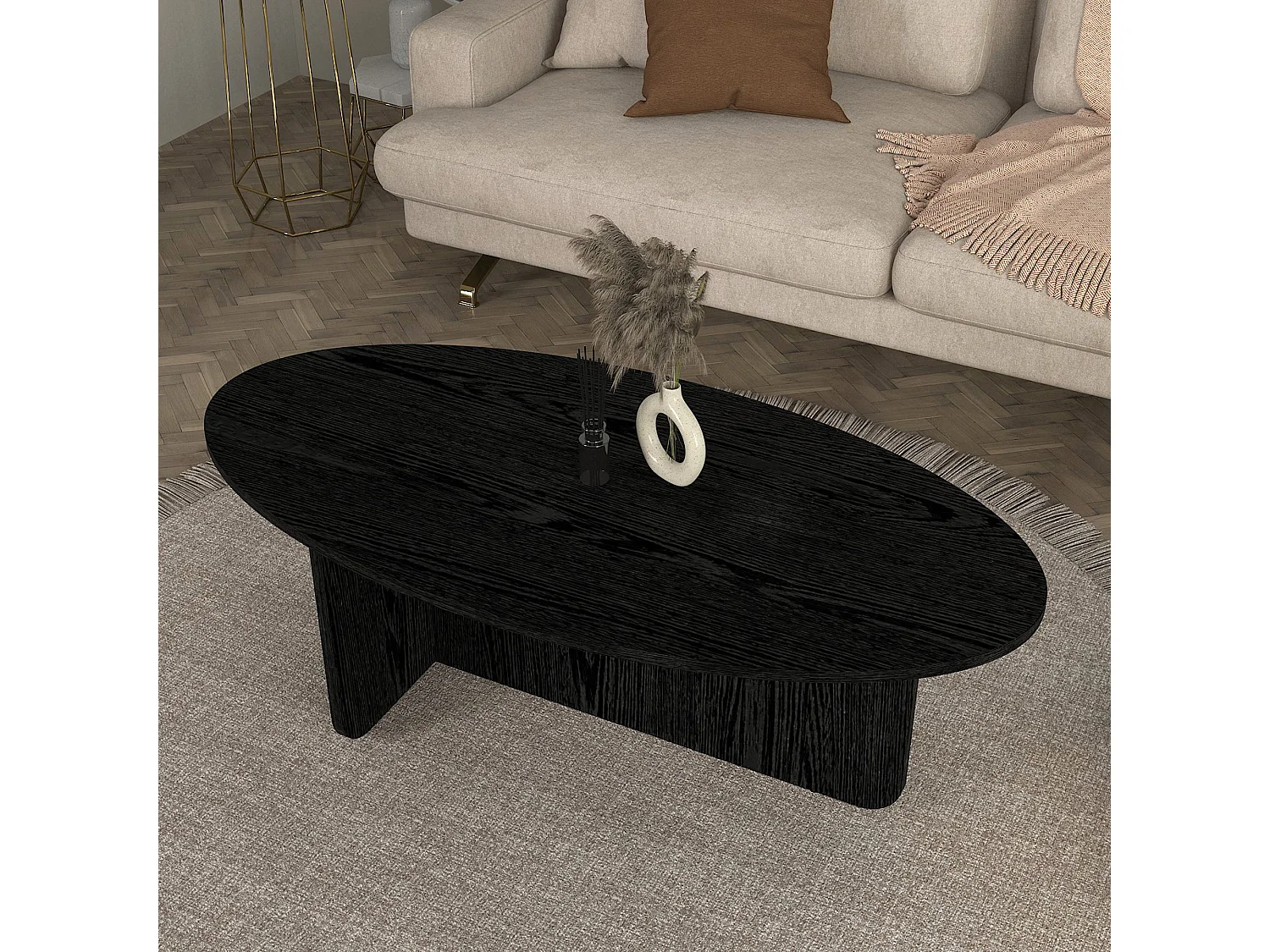 Couchtisch Luminous Schwarz Holzoptik 120x60 cm