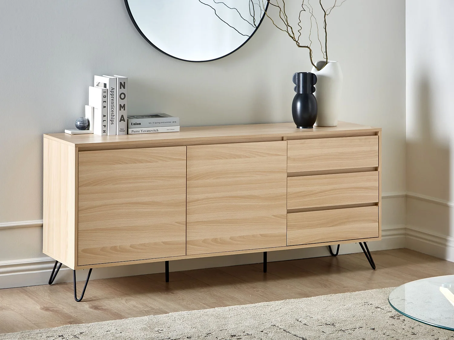 Sideboard mit 2 Türen CARDIGAN Hellbraun
