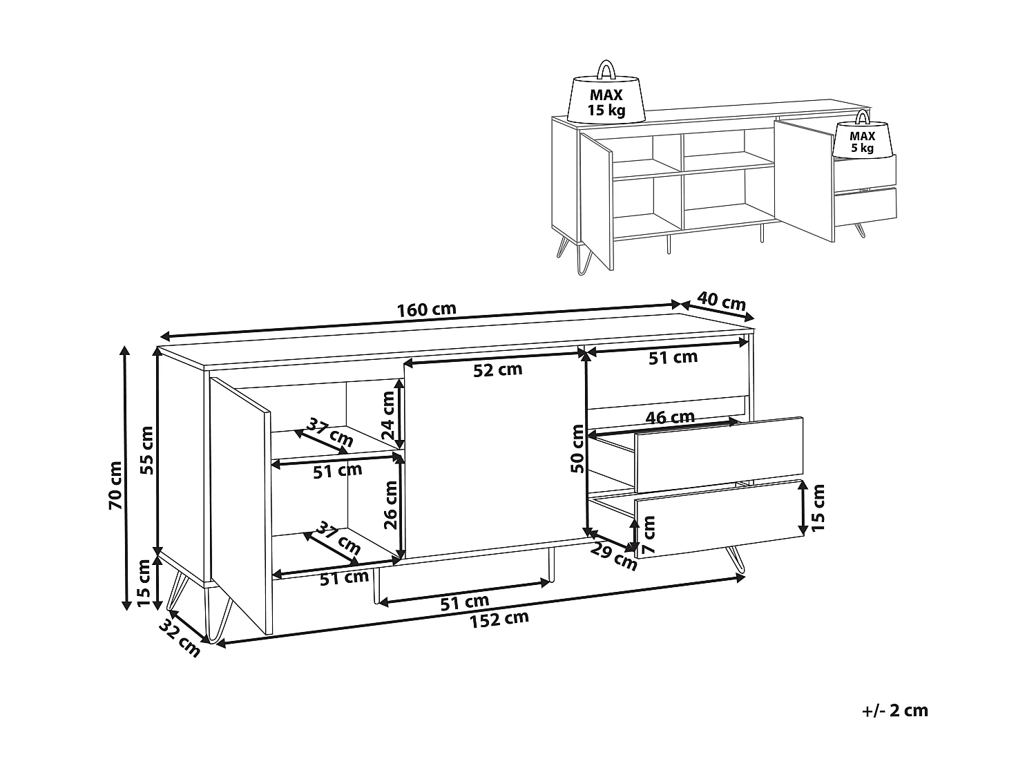 Commode 2 portes CARDIGAN Marron clair
