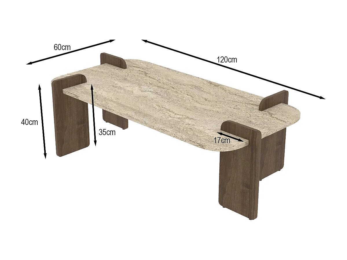 Couchtisch Twinkle Travertin Braun Granit Optik 60x120