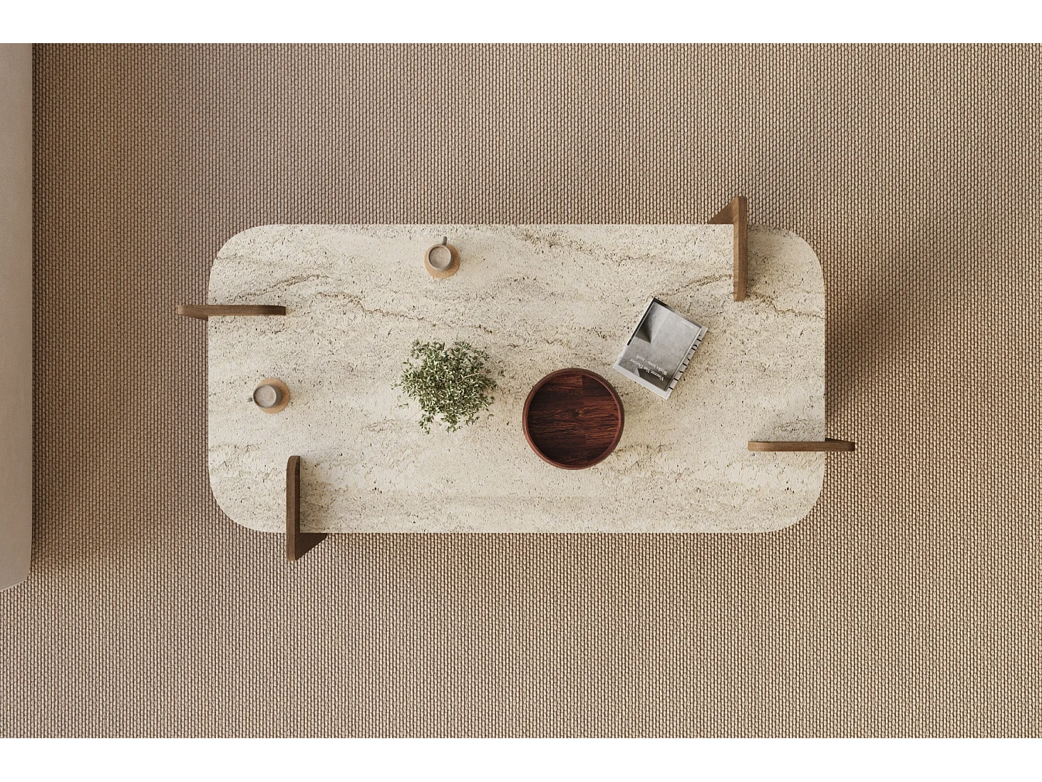 Couchtisch Twinkle Travertin Braun Granit Optik 60x120