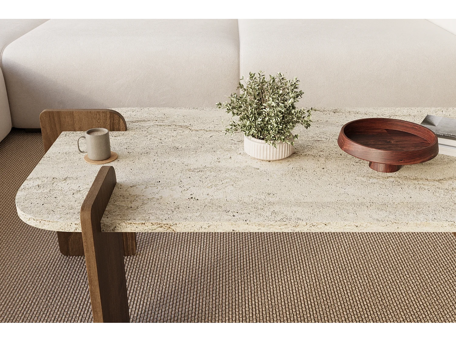 Couchtisch Twinkle Travertin Braun Granit Optik 60x120