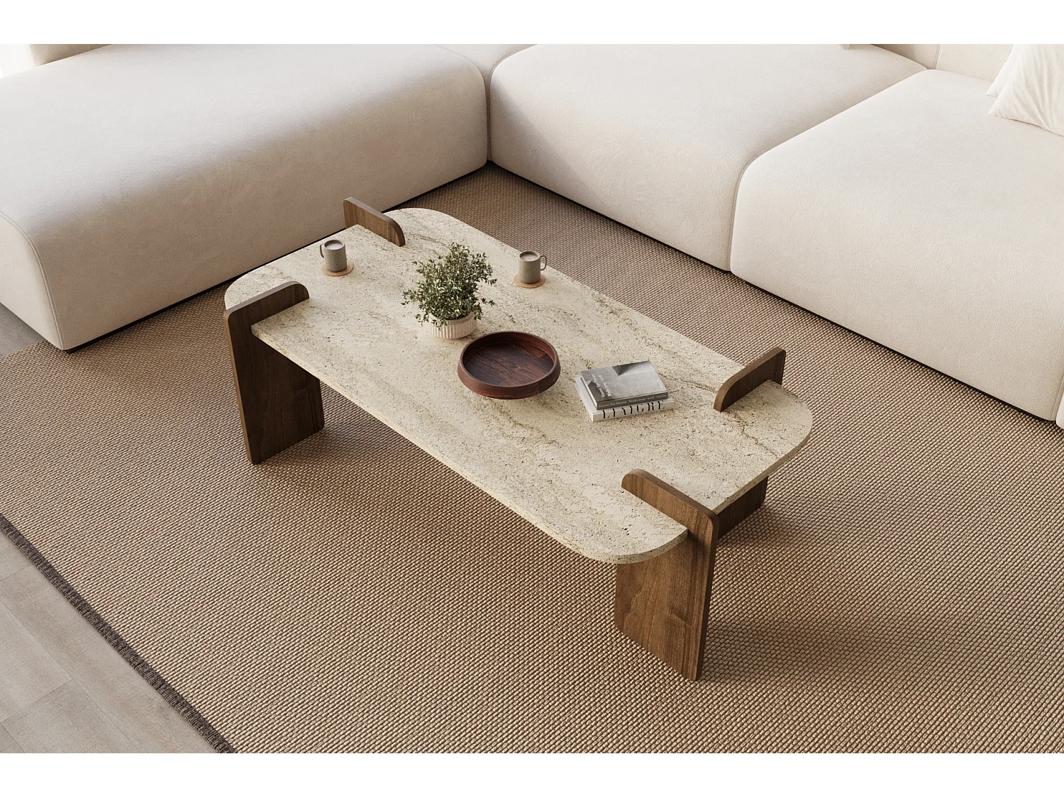 Couchtisch Twinkle Travertin Braun Granit Optik 60x120