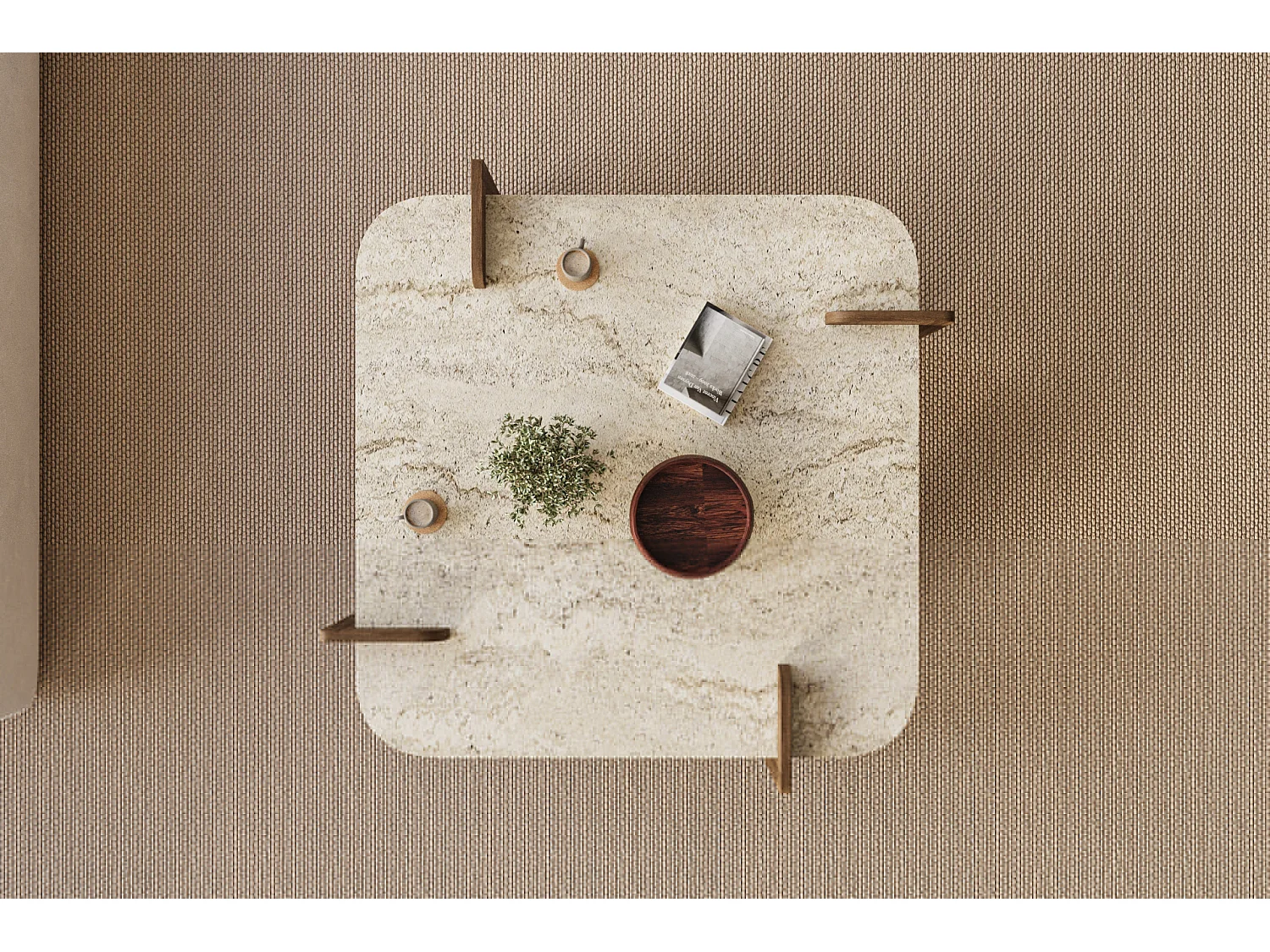 Couchtisch Brilliance Travertin Braun Granit Optik 90x90