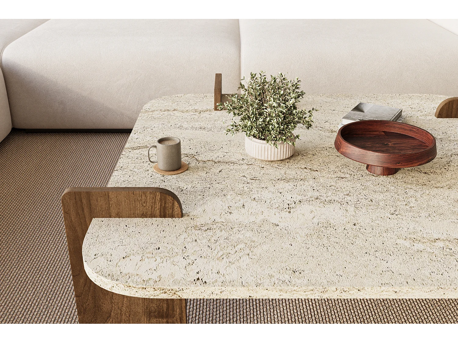 Couchtisch Brilliance Travertin Braun Granit Optik 90x90