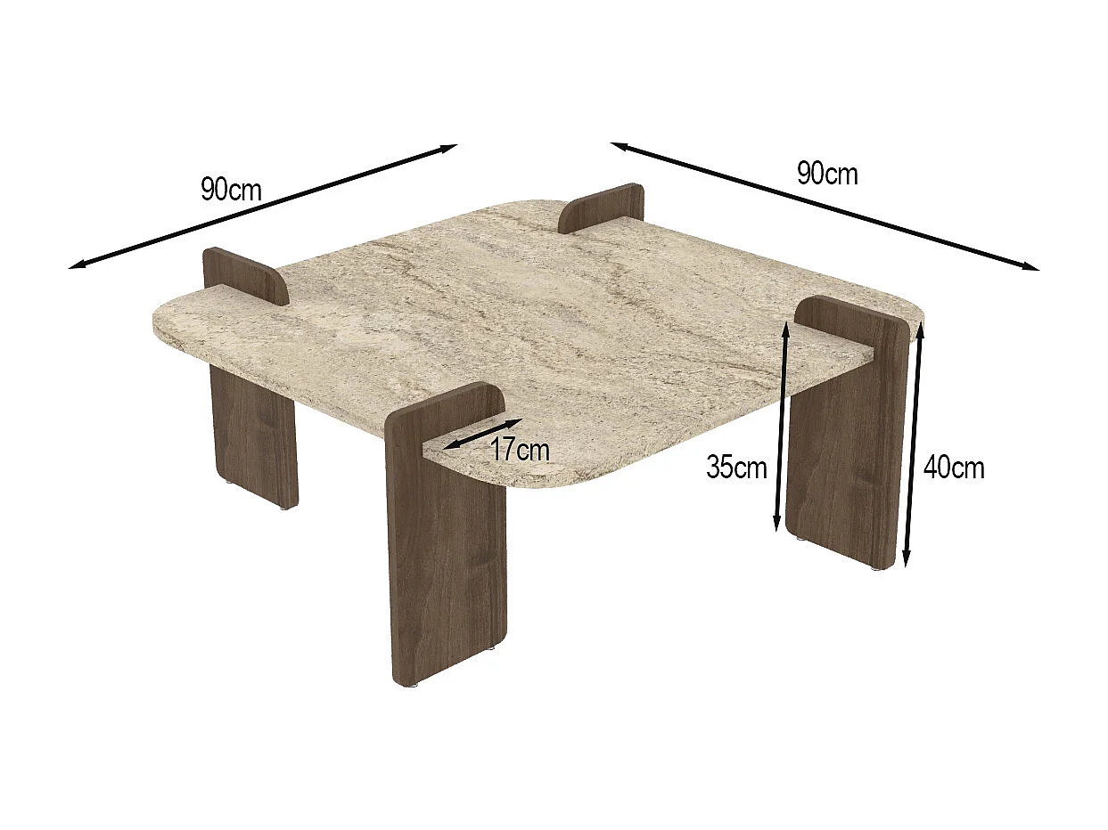 Couchtisch Brilliance Travertin Braun Granit Optik 90x90