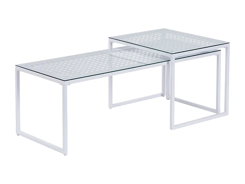 Tables gigognes, lot de 2, verre en métal, table basse, table de canapé