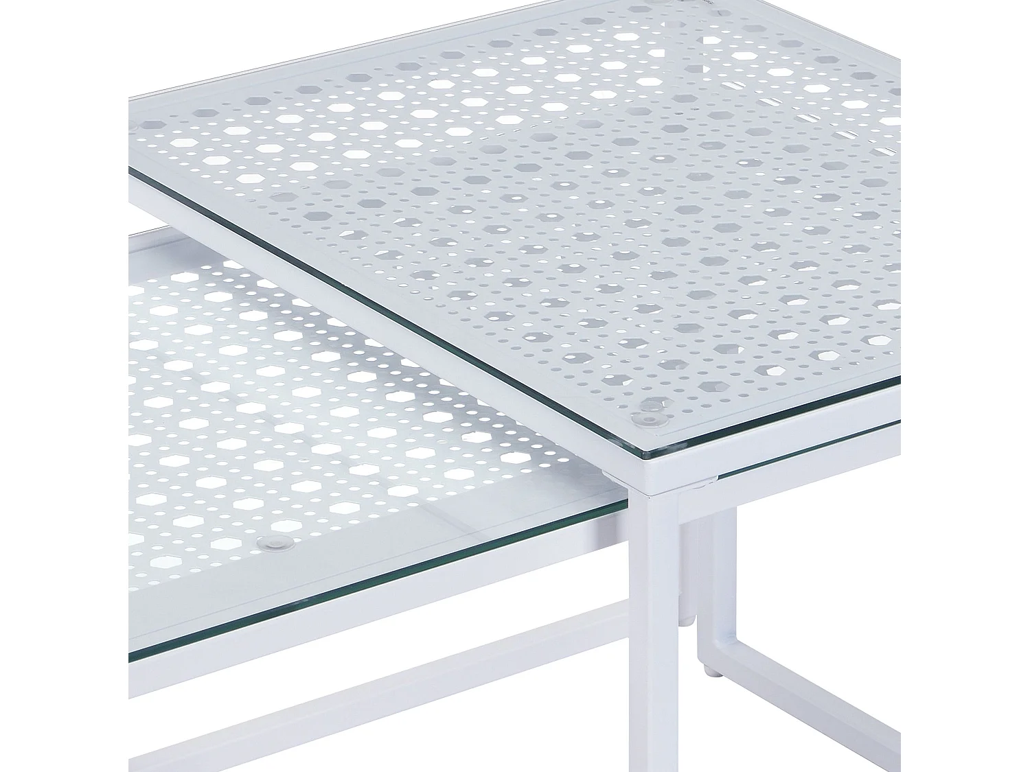 Tables gigognes, lot de 2, verre en métal, table basse, table de canapé