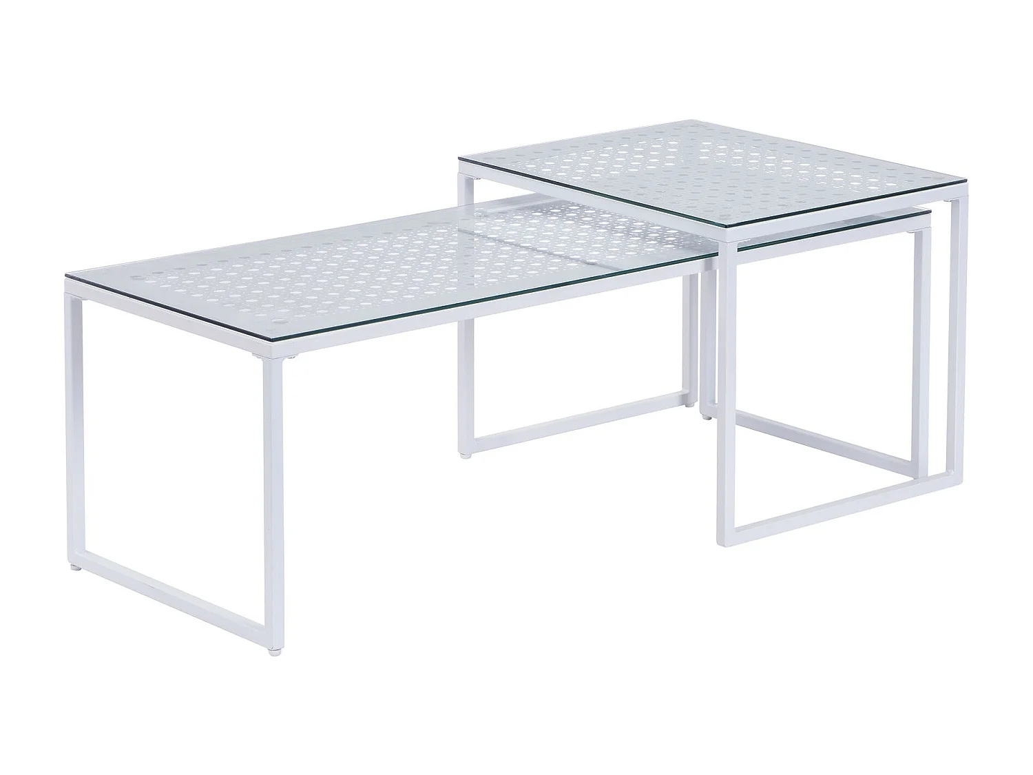 Tables gigognes, lot de 2, verre en métal, table basse, table de canapé