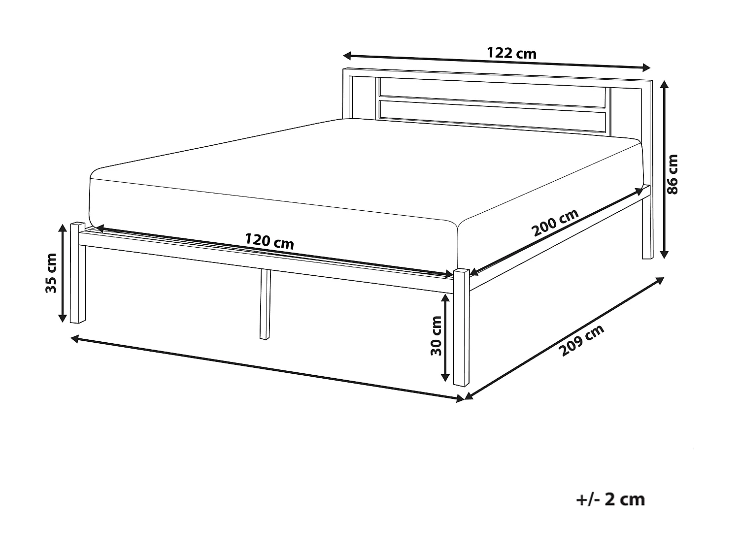 Lit avec sommier Métal CUSSET 120 x 200 cm Noir