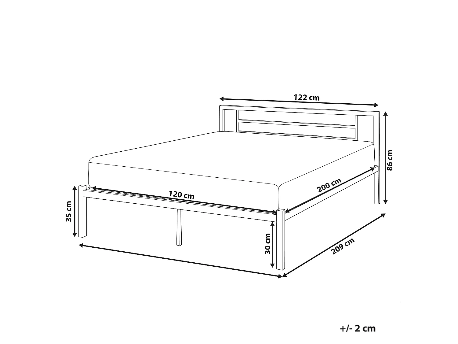 Bed Metal CUSSET 120 x 200 cm (EU Small Double) Black