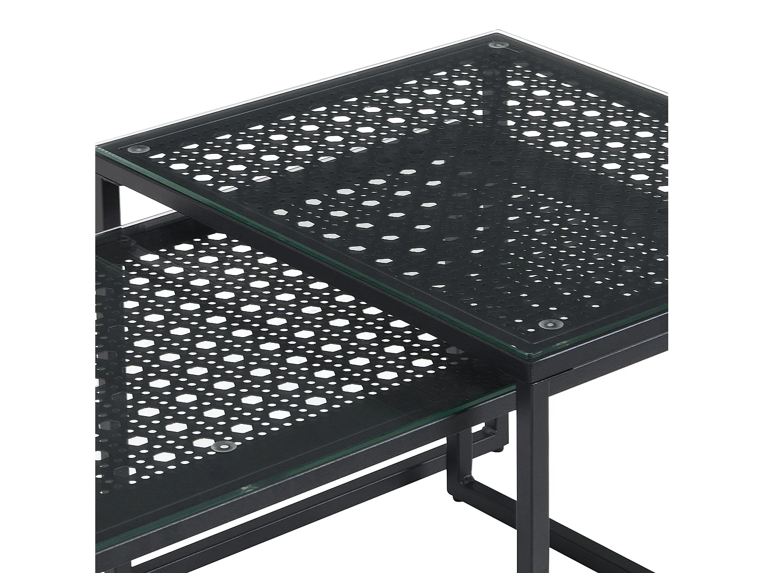 Tables gigognes, lot de 2, verre en métal, table basse, table de canapé