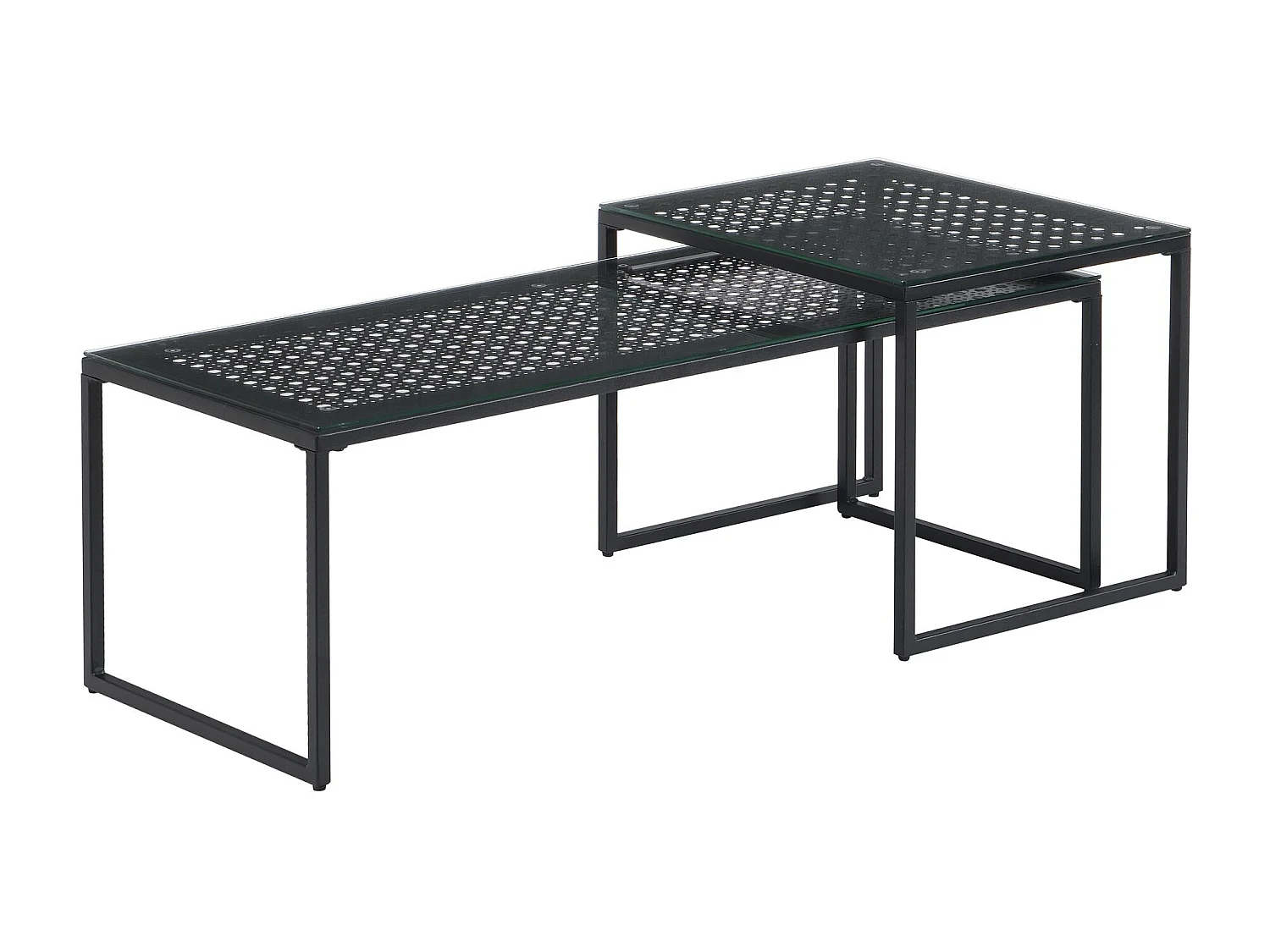 Tables gigognes, lot de 2, verre en métal, table basse, table de canapé