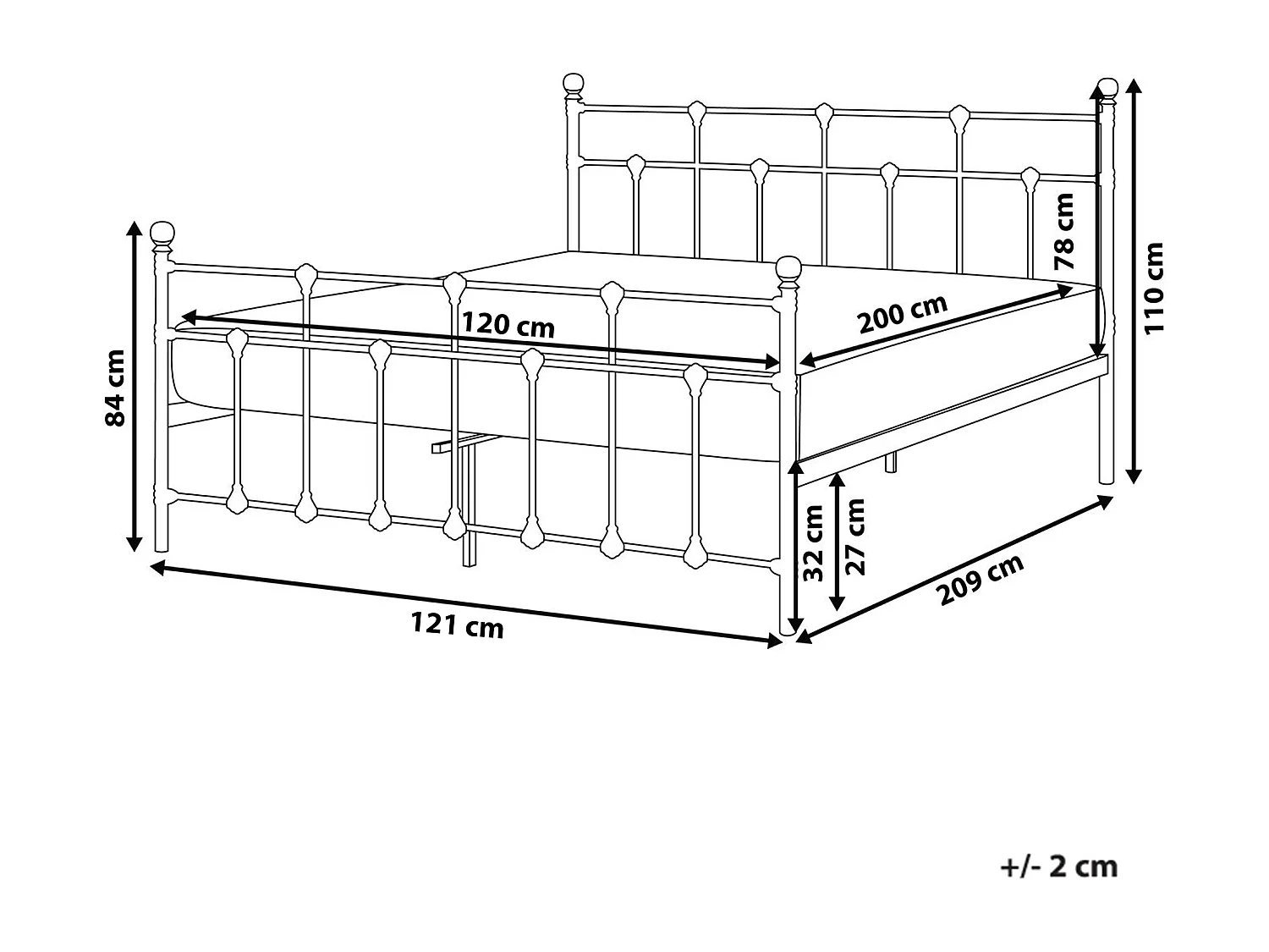 Lit avec sommier Métal LYNX 120 x 200 cm Noir