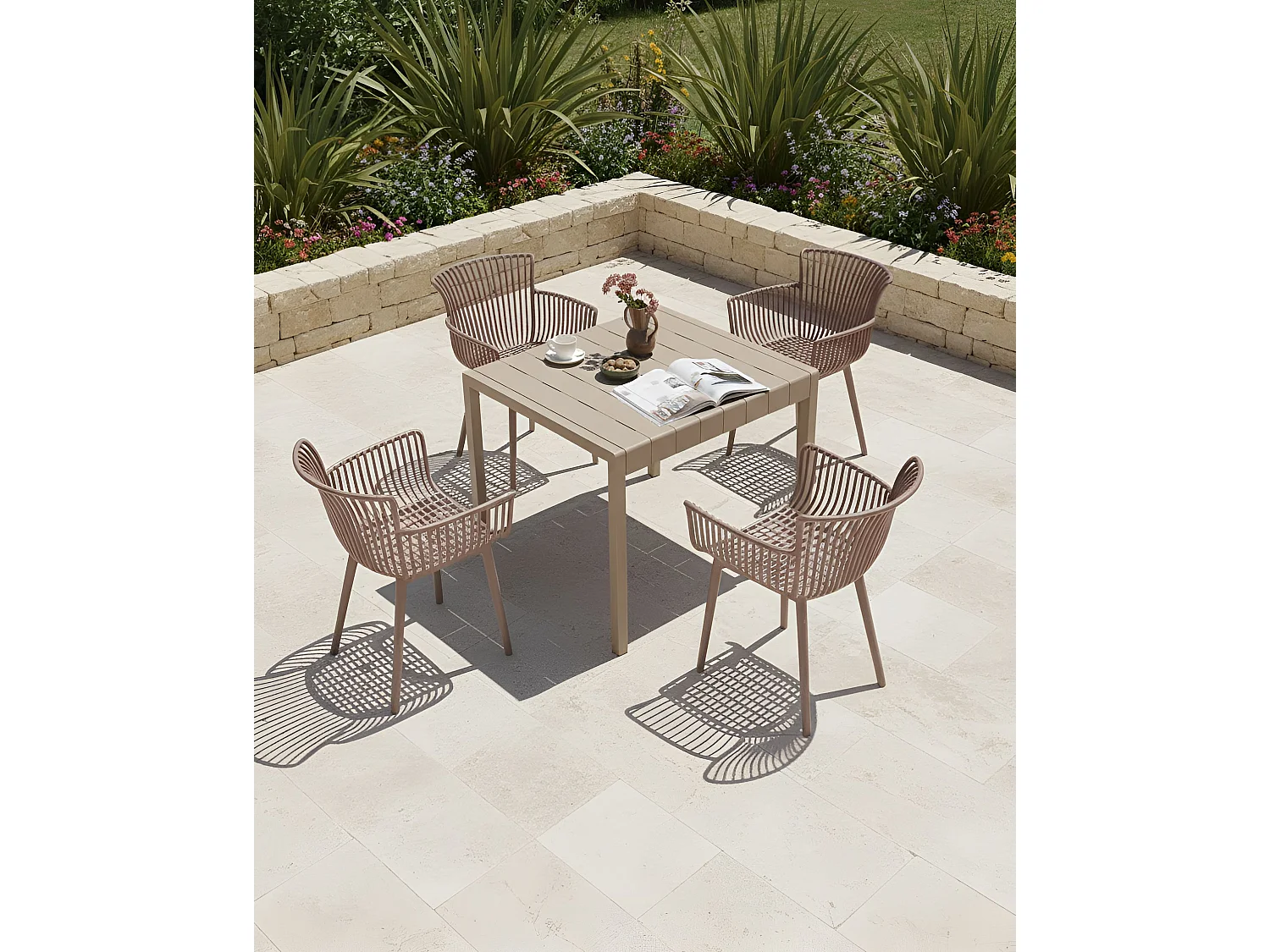 Lot de 4 chaises de jardin PESARO Marron