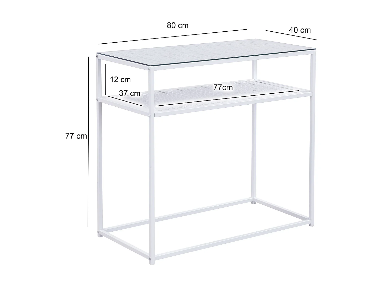 Console table de rangement verre métal 80 cm table de couloir étroite moderne