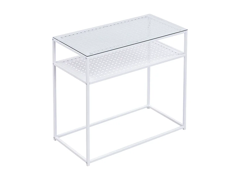 Console table de rangement verre métal 80 cm table de couloir étroite moderne