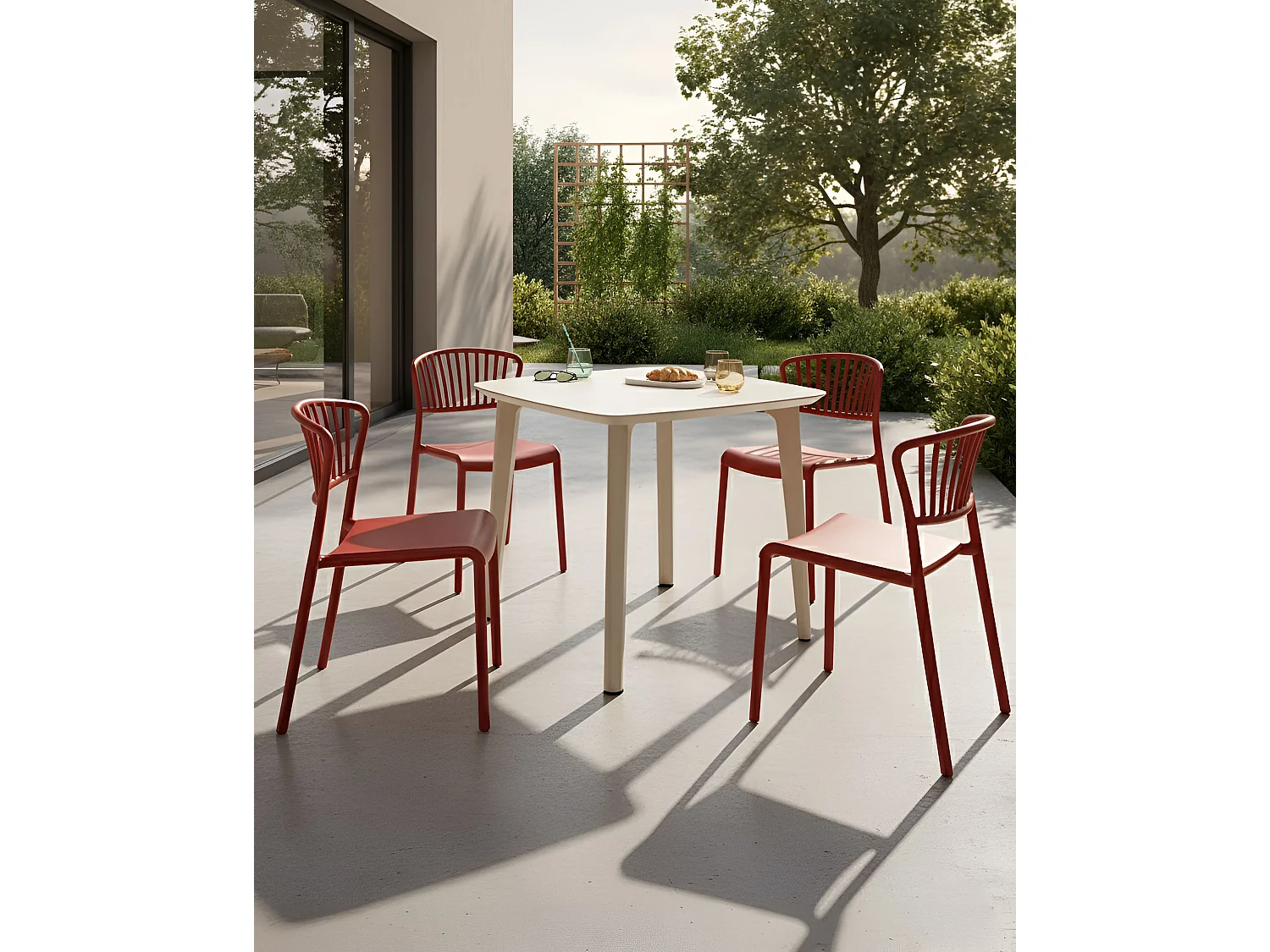 Lot de 4 chaises de jardin GELA Rouge