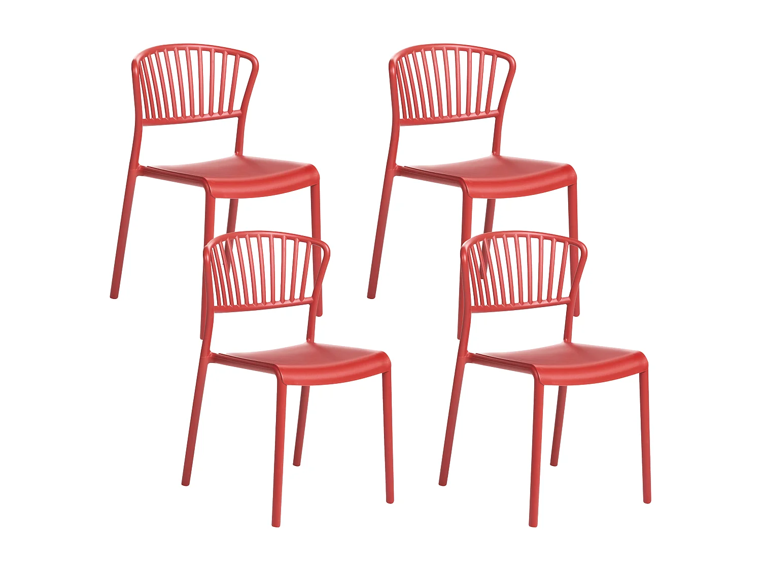 Lot de 4 chaises de jardin GELA Rouge