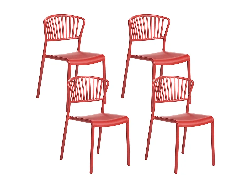 Lot de 4 chaises de jardin GELA Rouge