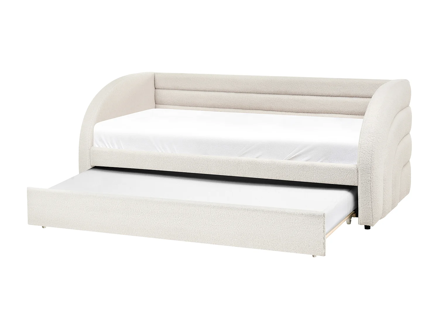 Trundle Bed Boucle ALBIAC 90 x 200 cm (EU Single) White