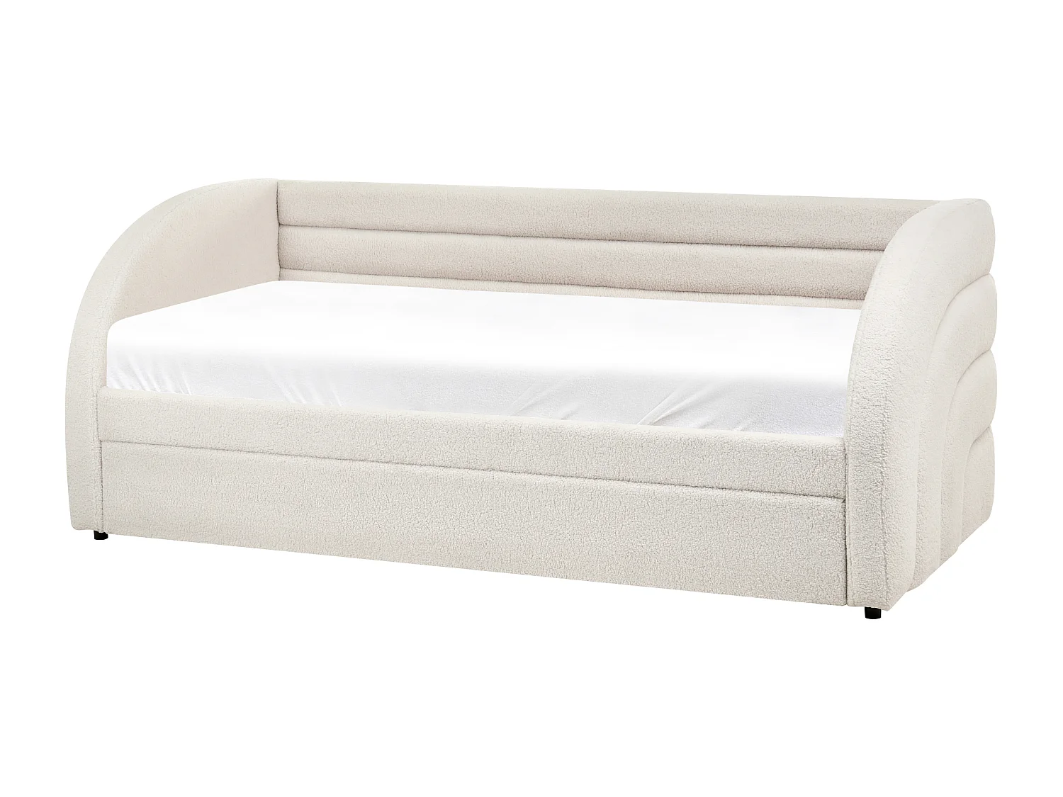 Trundle Bed Boucle ALBIAC 90 x 200 cm (EU Single) White