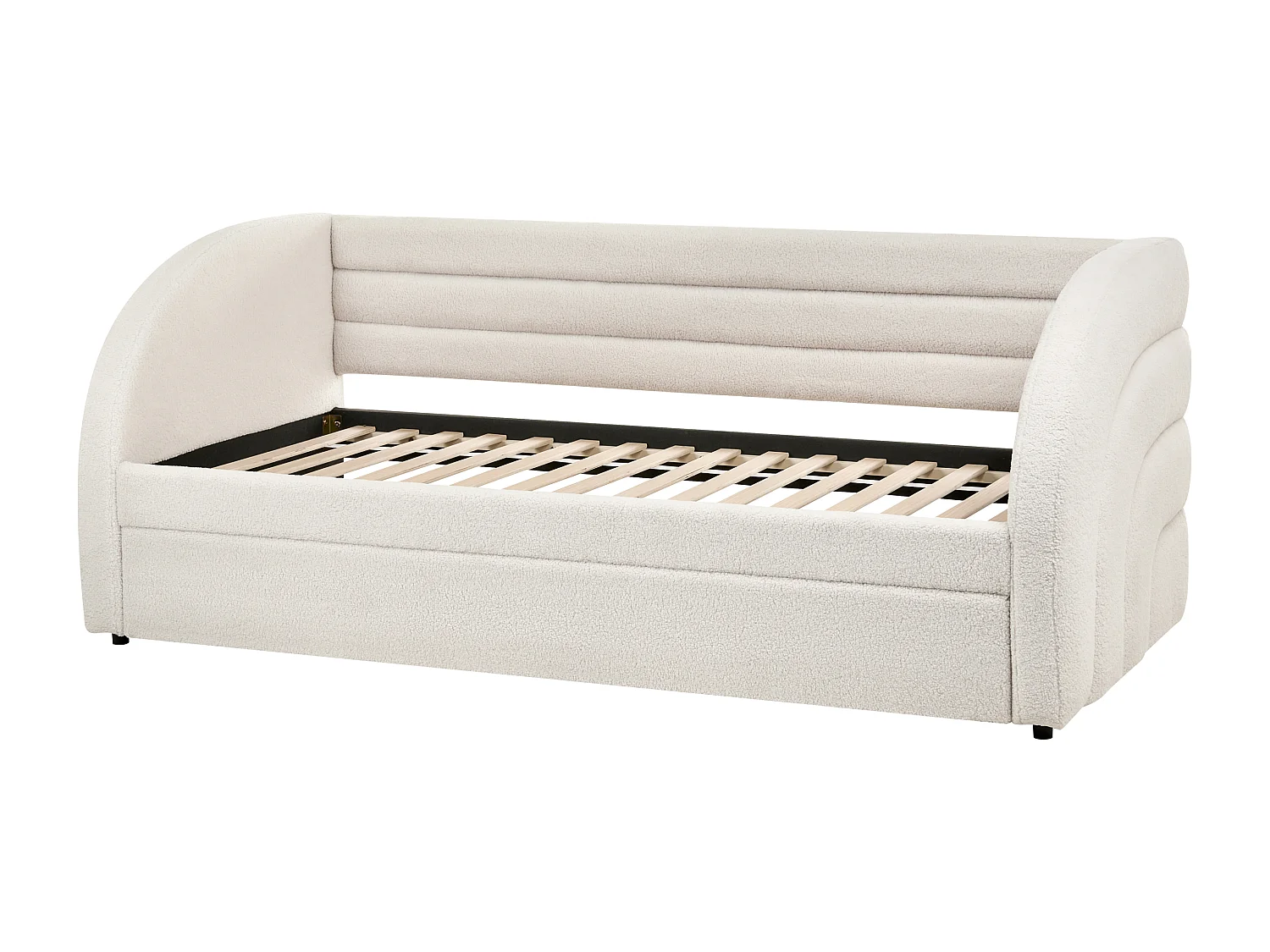 Trundle Bed Boucle ALBIAC 90 x 200 cm (EU Single) White