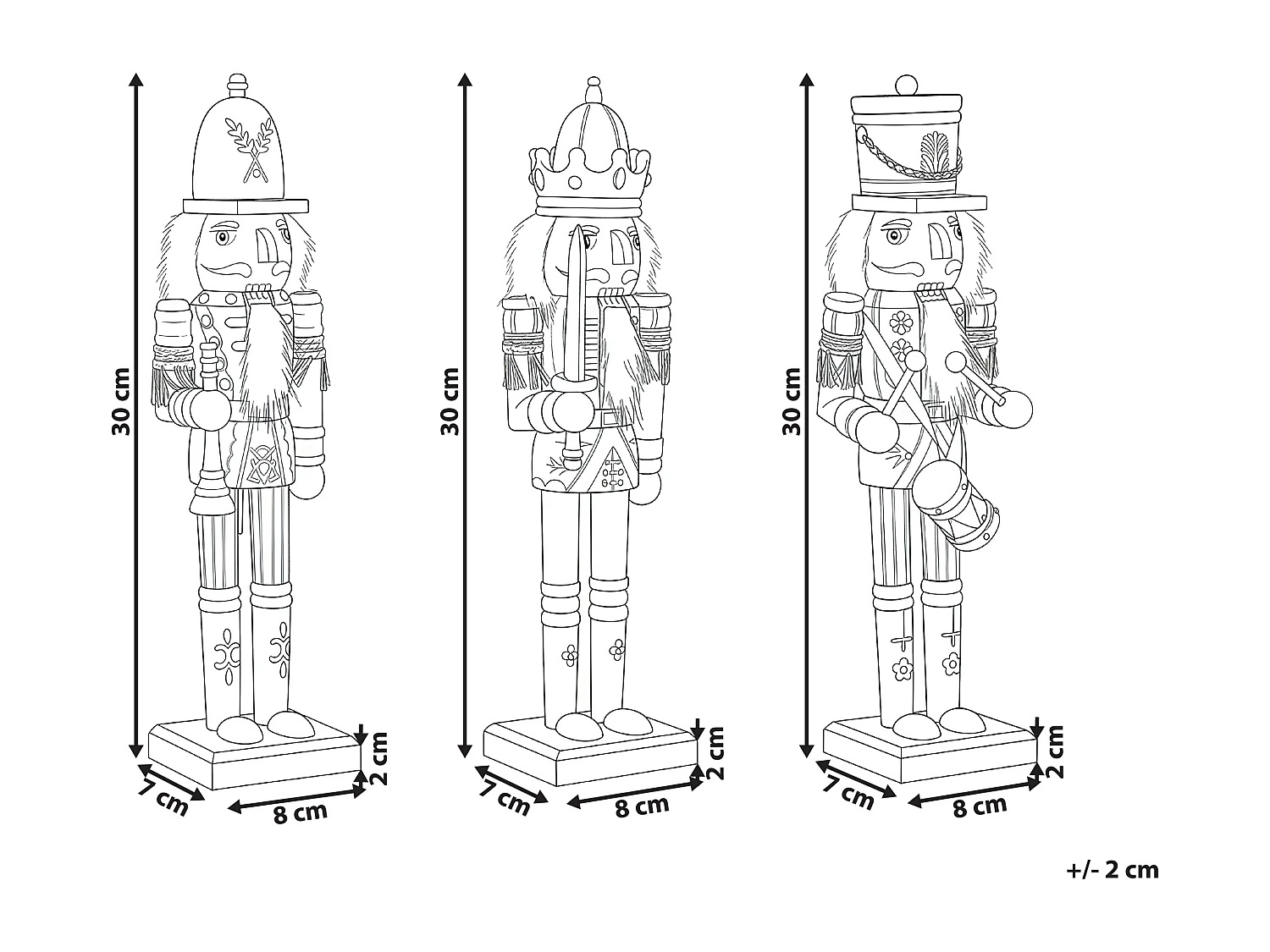 Lot de 3 figurines LJUSNAN Casse-noisette 30 cm Vert foncé