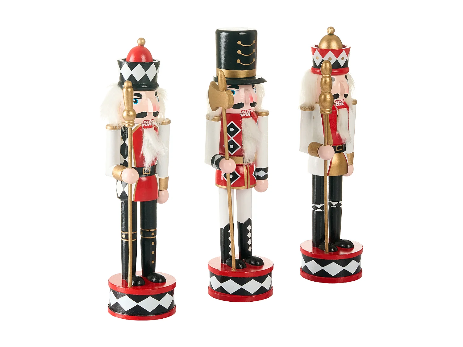 Lot de 3 figurines RICKLEAN Casse-noisette 30 cm Rouge/blanc
