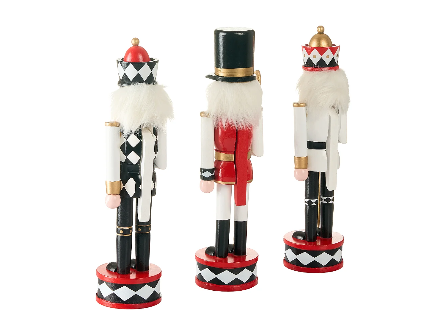 Lot de 3 figurines RICKLEAN Casse-noisette 30 cm Rouge/blanc