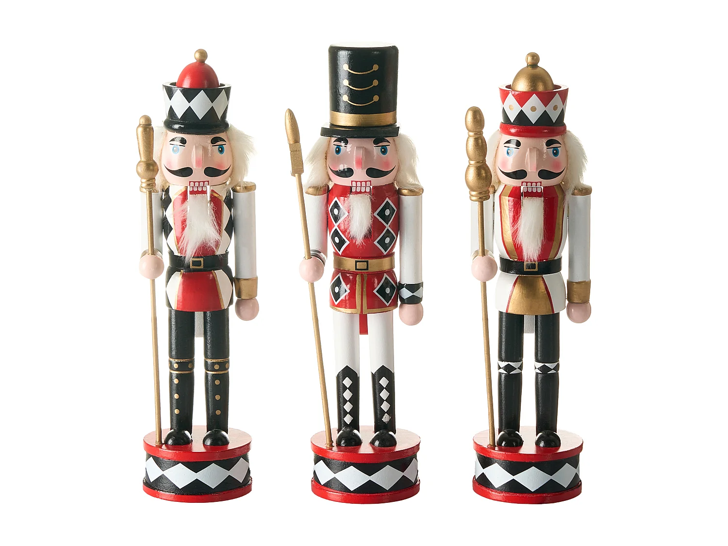 Lot de 3 figurines RICKLEAN Casse-noisette 30 cm Rouge/blanc