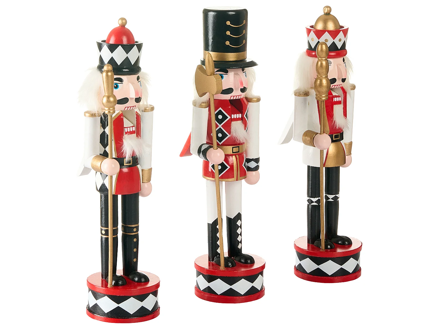 Set of 3 Figurines RICKLEAN Nutcracker 30 cm Red/ White
