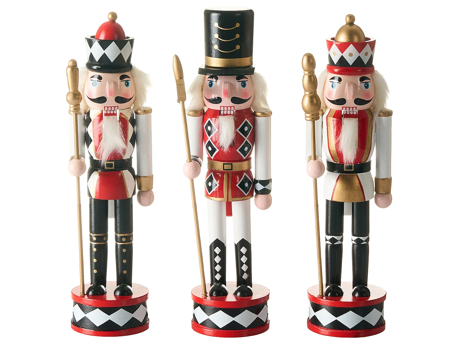 Set of 3 Figurines RICKLEAN Nutcracker 30 cm Red/ White