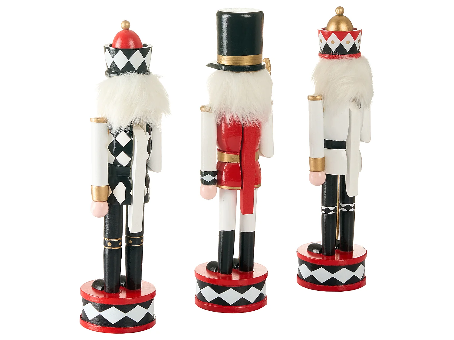 Set of 3 Figurines RICKLEAN Nutcracker 30 cm Red/ White