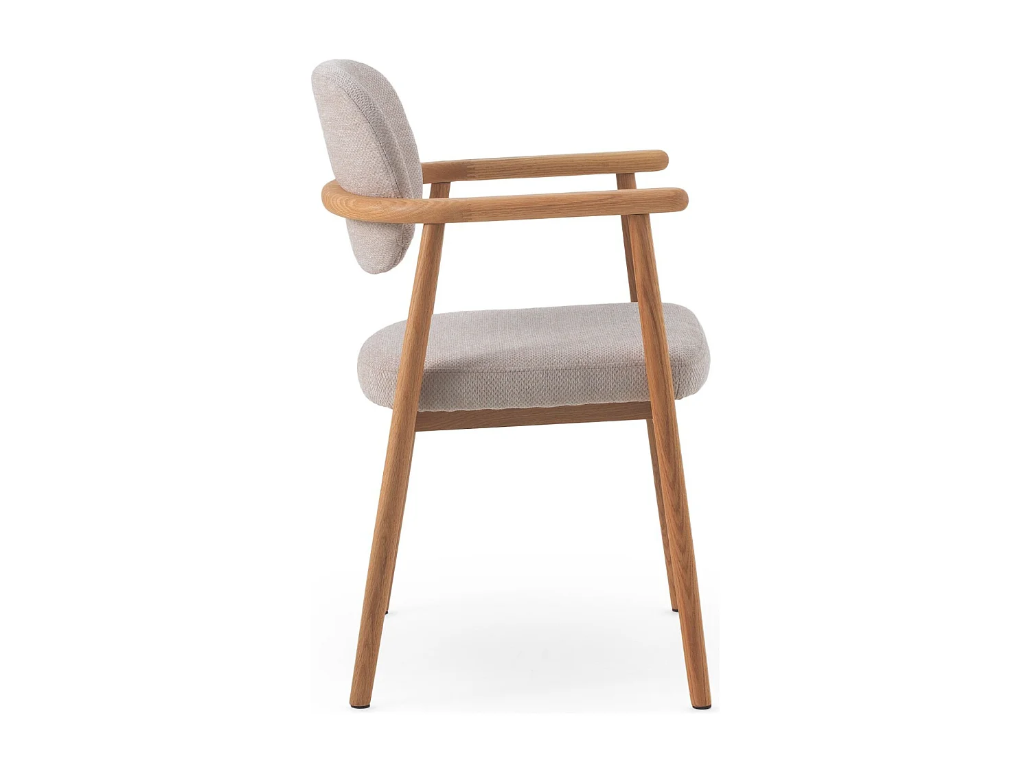 4er-set Sessel aus  eichenholz mit beigefarbenem bezug