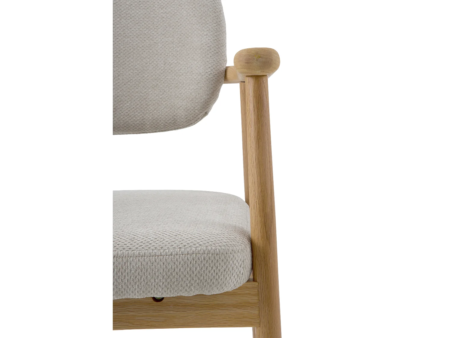 Pacote de 4 cadeirões de madeira de carvalho natural estofados