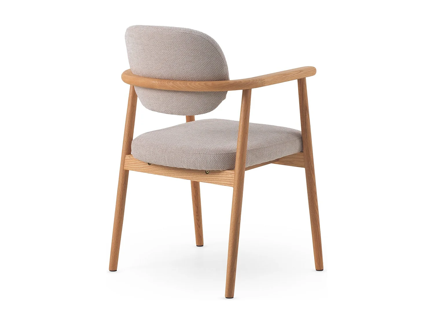 Pacote de 4 cadeirões de madeira de carvalho natural estofados