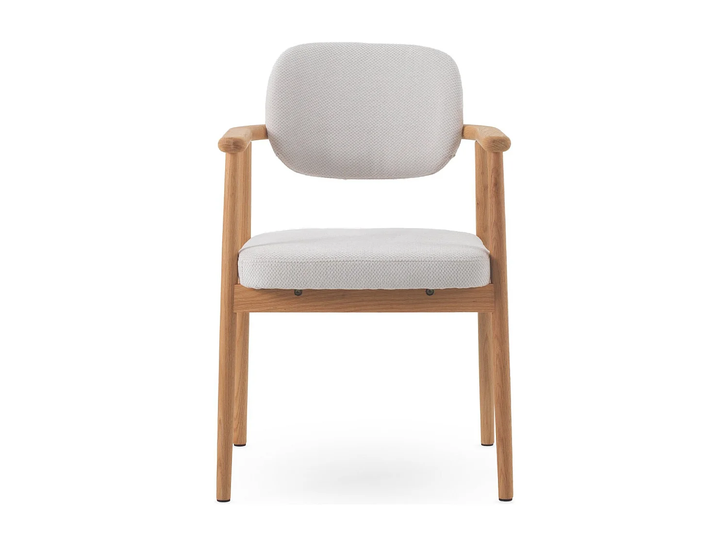 Lot de 4 Fauteuils en bois de chêne tapissés en blanc