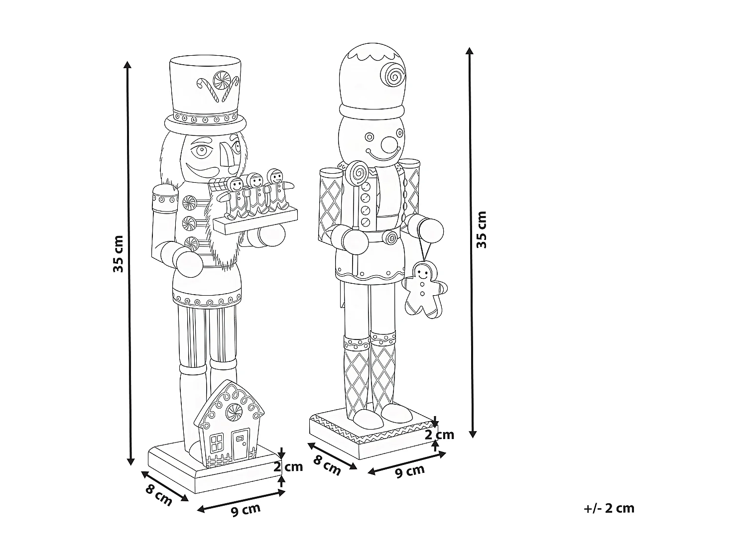 Lot de 2 figurines GRANSJON Casse-noisette 35 cm Orange