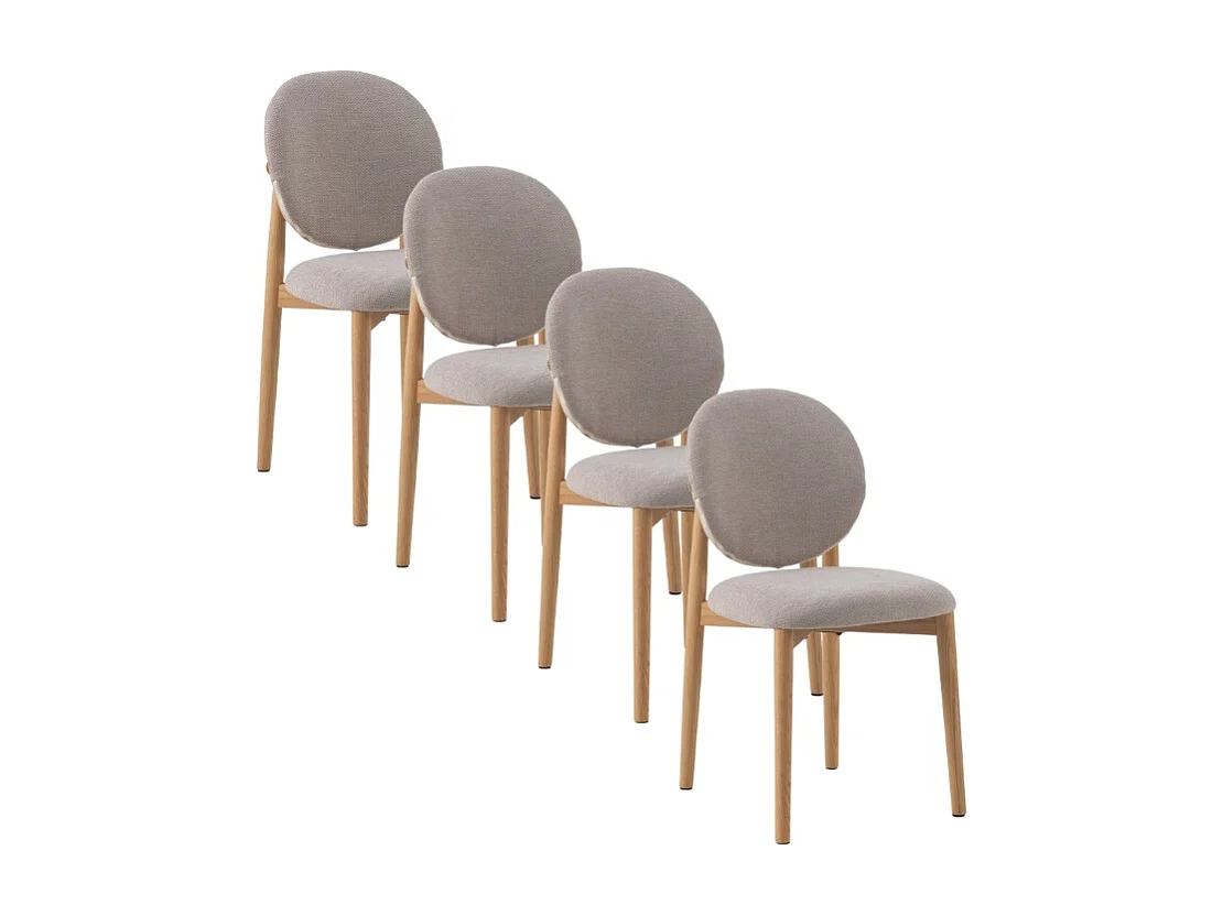 4er-set stühle aus  eichenholz mit beigem bezug