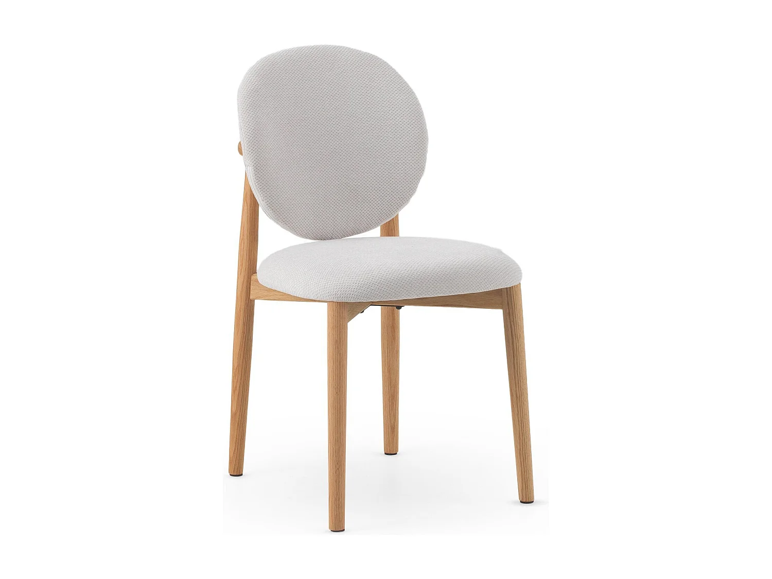 Lot de 4 chaises en bois de chêne tapissées en blanc