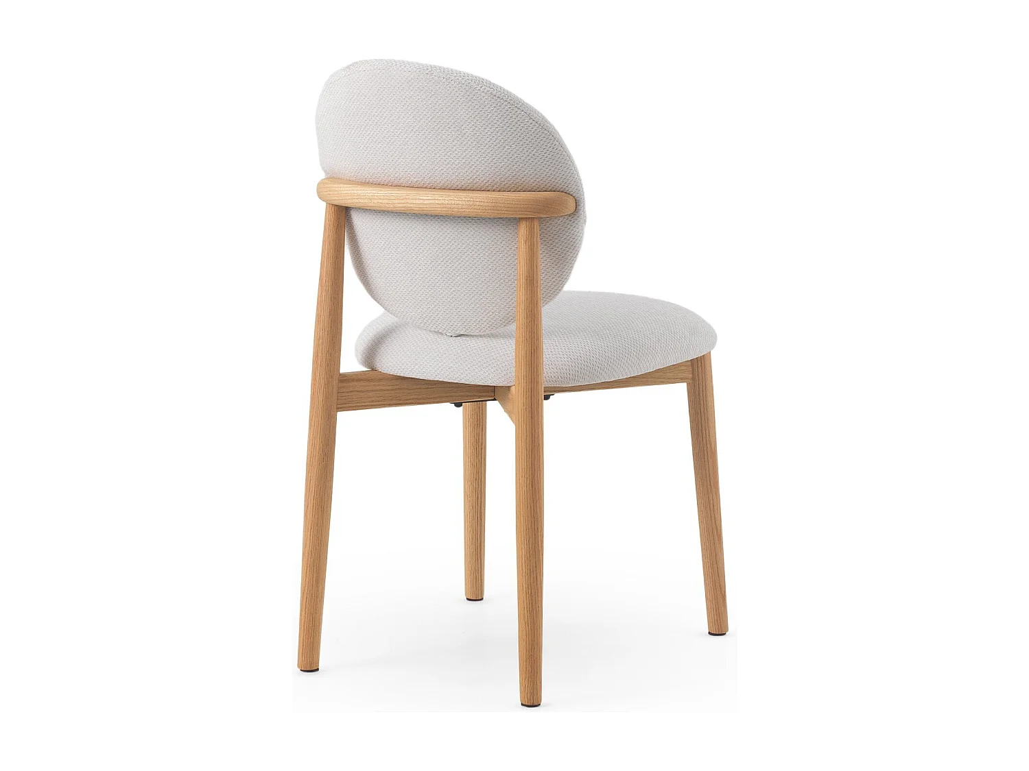 Lot de 4 chaises en bois de chêne tapissées en blanc