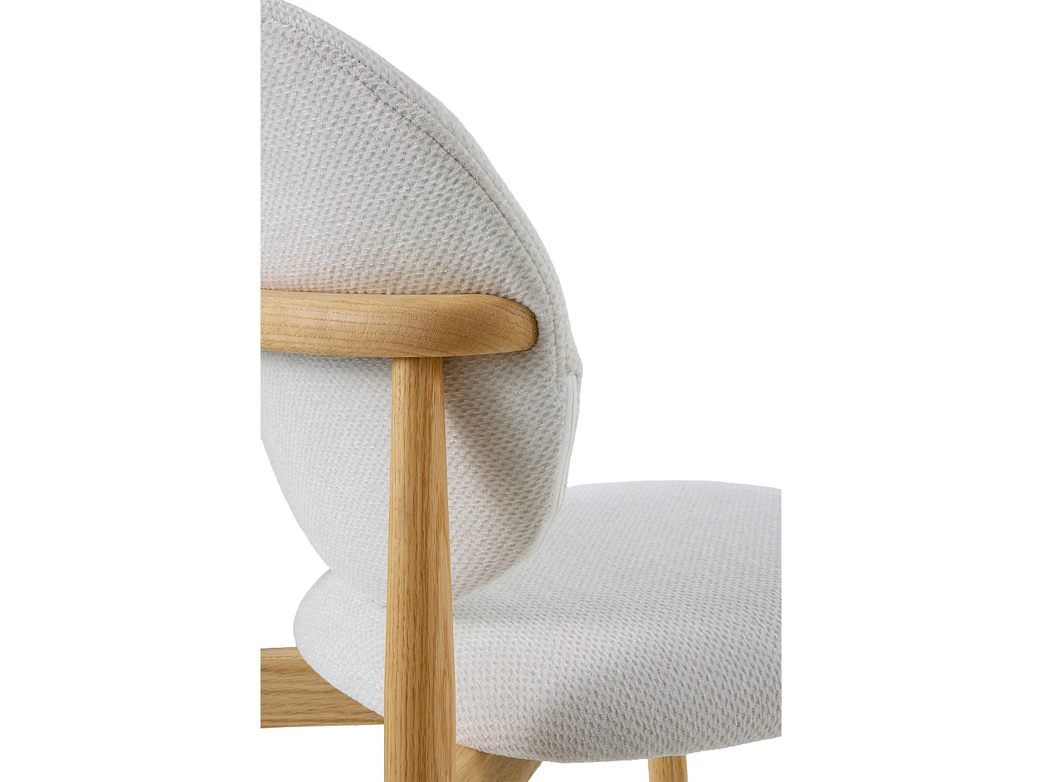 Lot de 4 chaises en bois de chêne tapissées en blanc