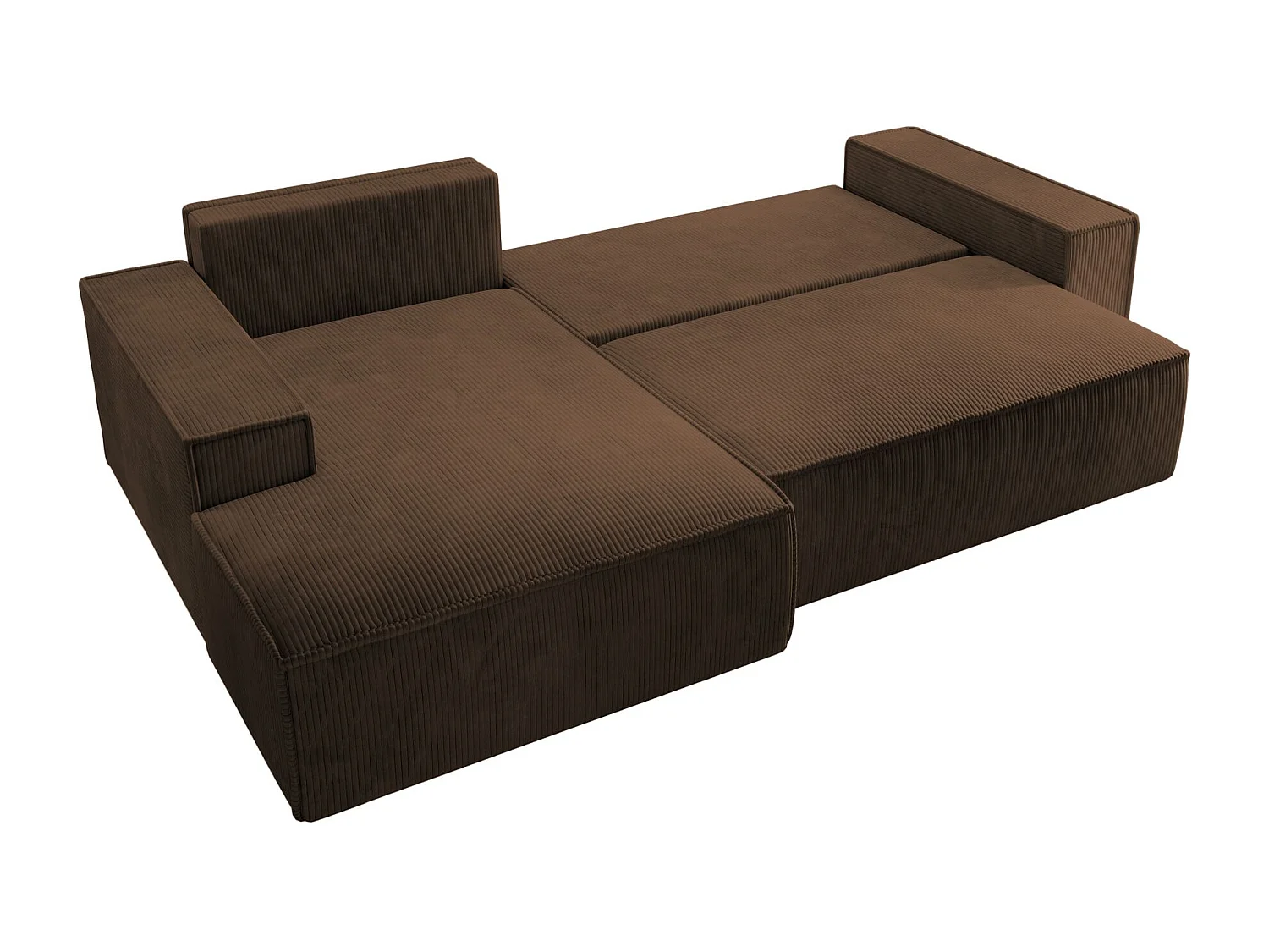 Canapé d’ convertible en velours côtelé avec coffre – brun – gauche – FARESE NEW
