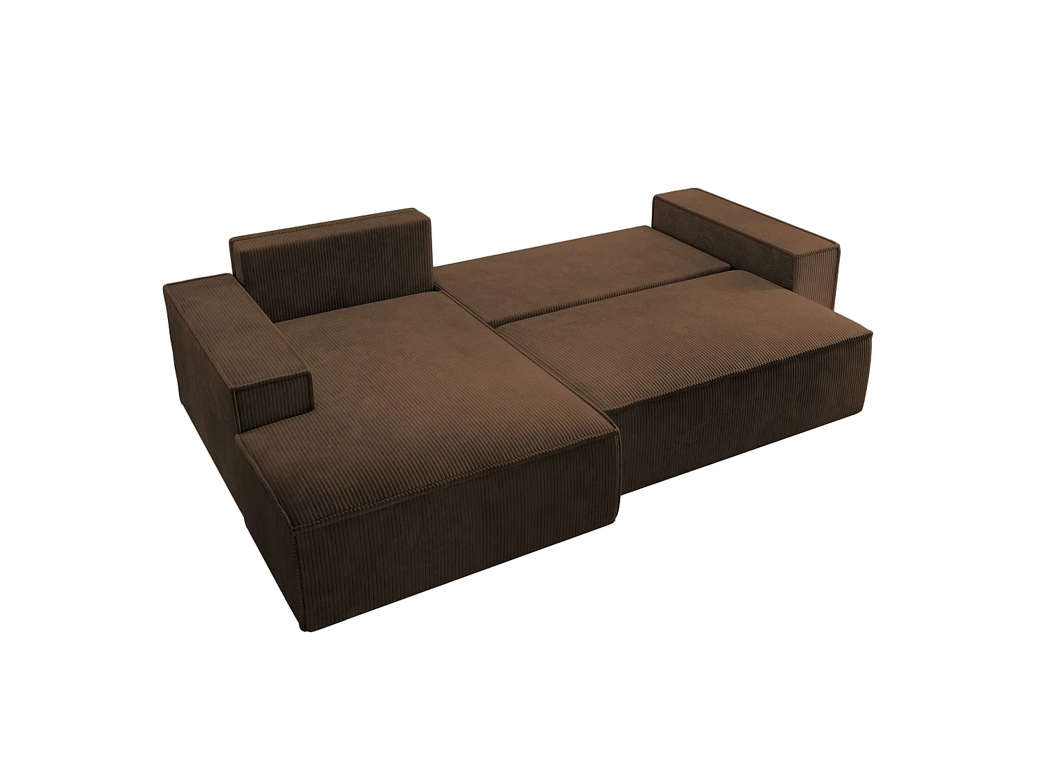 Canapé d’ convertible en velours côtelé avec coffre – brun – gauche – FARESE NEW