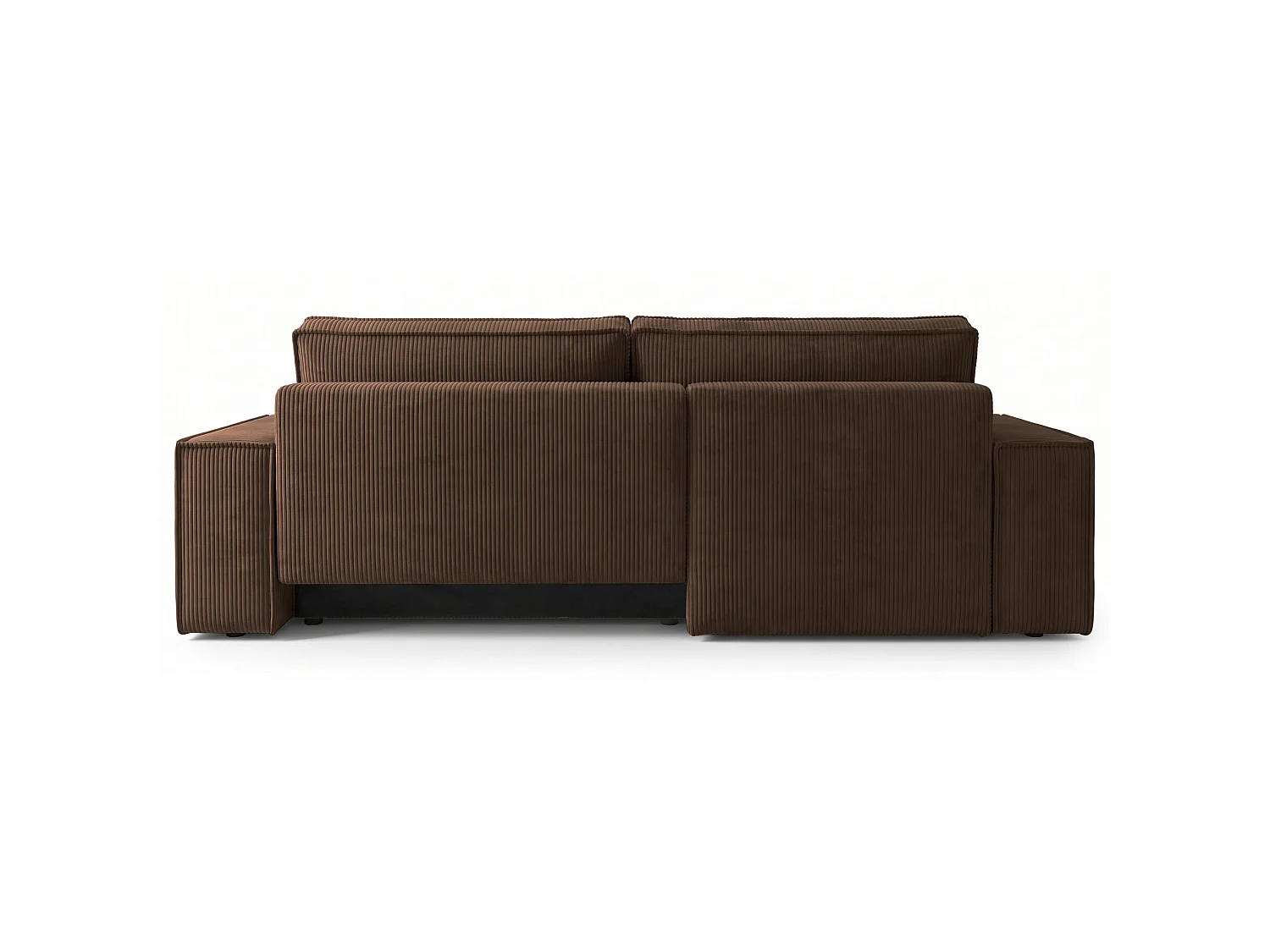 Canapé d'angle convertible 3 places avec coffre en velours brun
