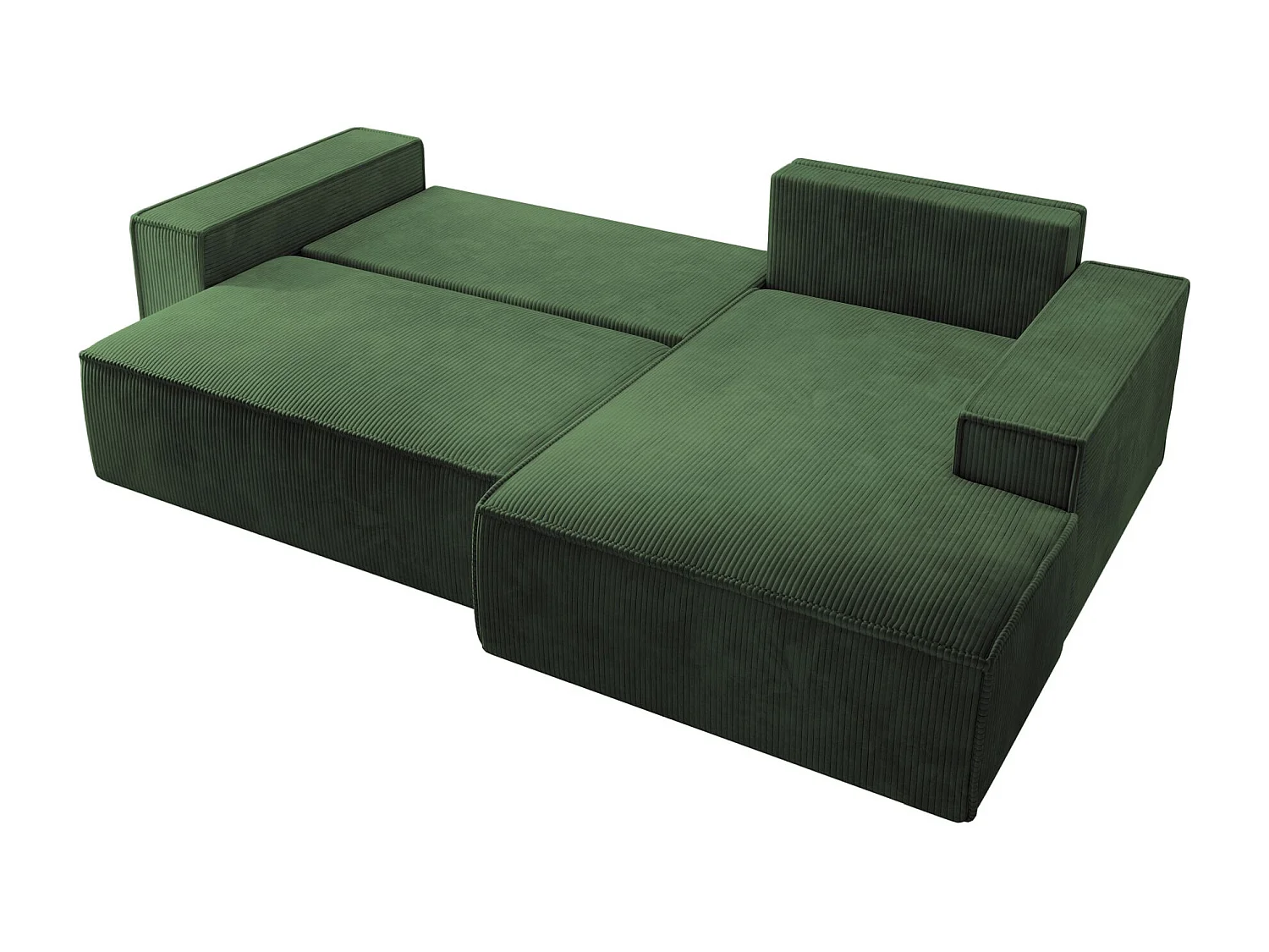 Canapé d’ convertible en velours côtelé avec coffre – vert – droit – FARESE NEW