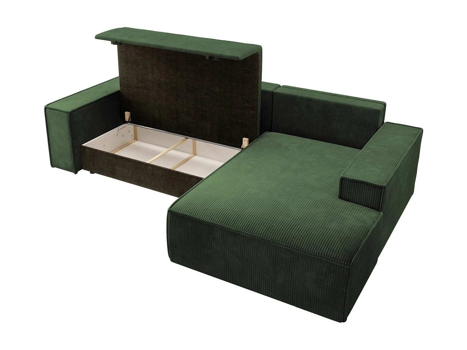 Canapé d’ convertible en velours côtelé avec coffre – vert – droit – FARESE NEW